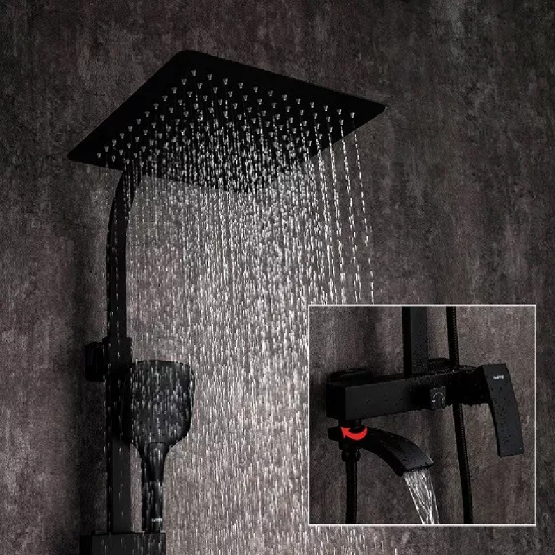 GAPPO Душова система G2407-6, вилив - перемикач на лійку, 3-функції, чорний