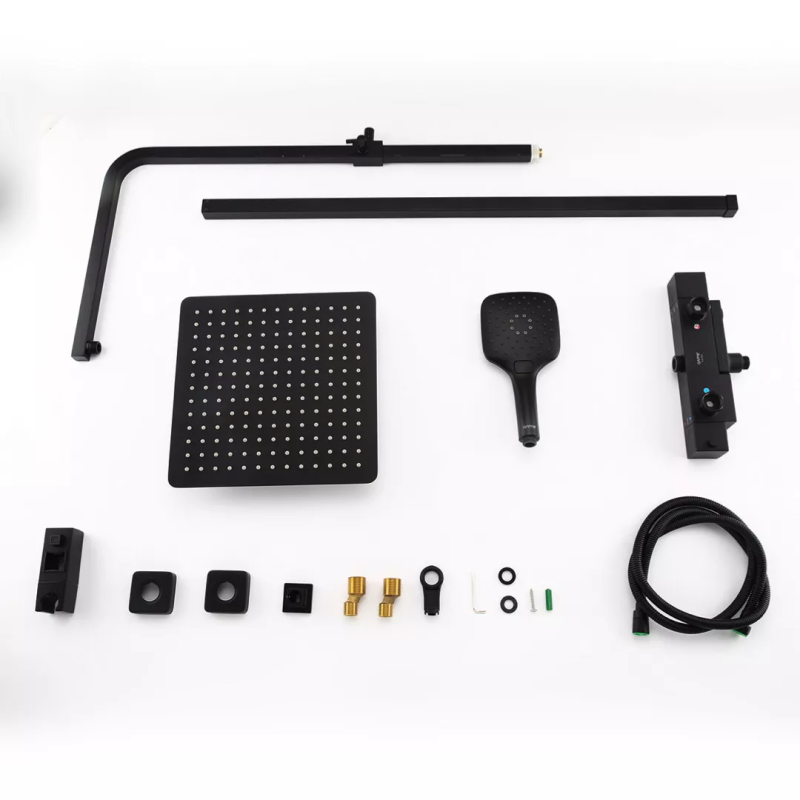 GAPPO Душова система G2417-60 термостат, вилив - перемикач на лійку, чорний