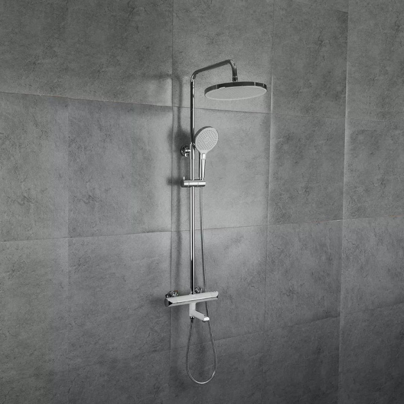 GAPPO Душова система з термостатом G2403-58, вилив - перемикач на лійку 3 режими, білий/хром