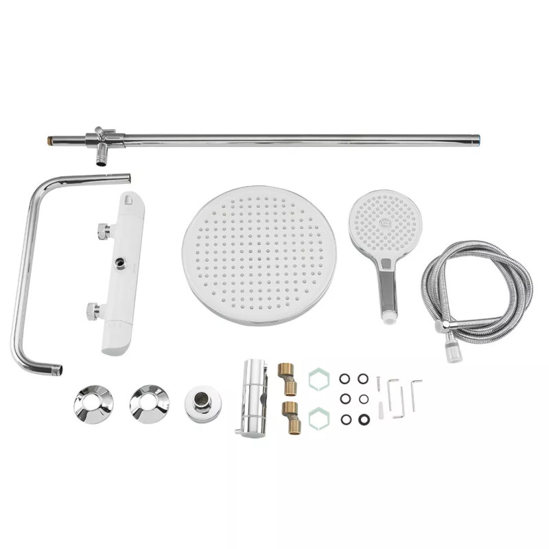 GAPPO Душова система з термостатом G2403-58, вилив - перемикач на лійку 3 режими, білий/хром