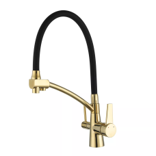 GAPPO Змішувач для кухні з підключенням фільтра питної води G4398-13, гнучкий вилив, золото/чорний