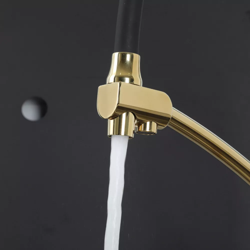 GAPPO Змішувач для кухні з підключенням фільтра питної води G4398-13, гнучкий вилив, золото/чорний