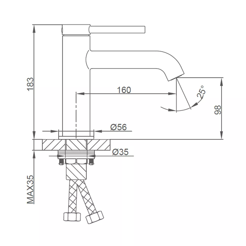 GAPPO Змішувач для раковини G1006-9, збройова сталь
