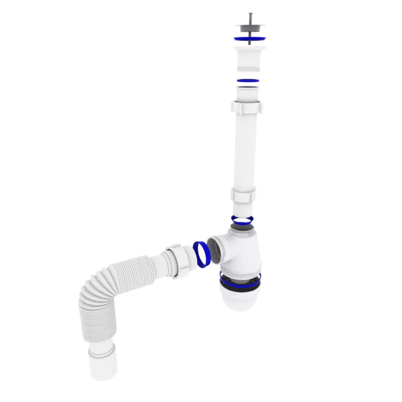 Kronoplast Сифон для умивальника  1 1/2" з різьбовим випуском і гофротрубою 40х40/50 (ST18080043)