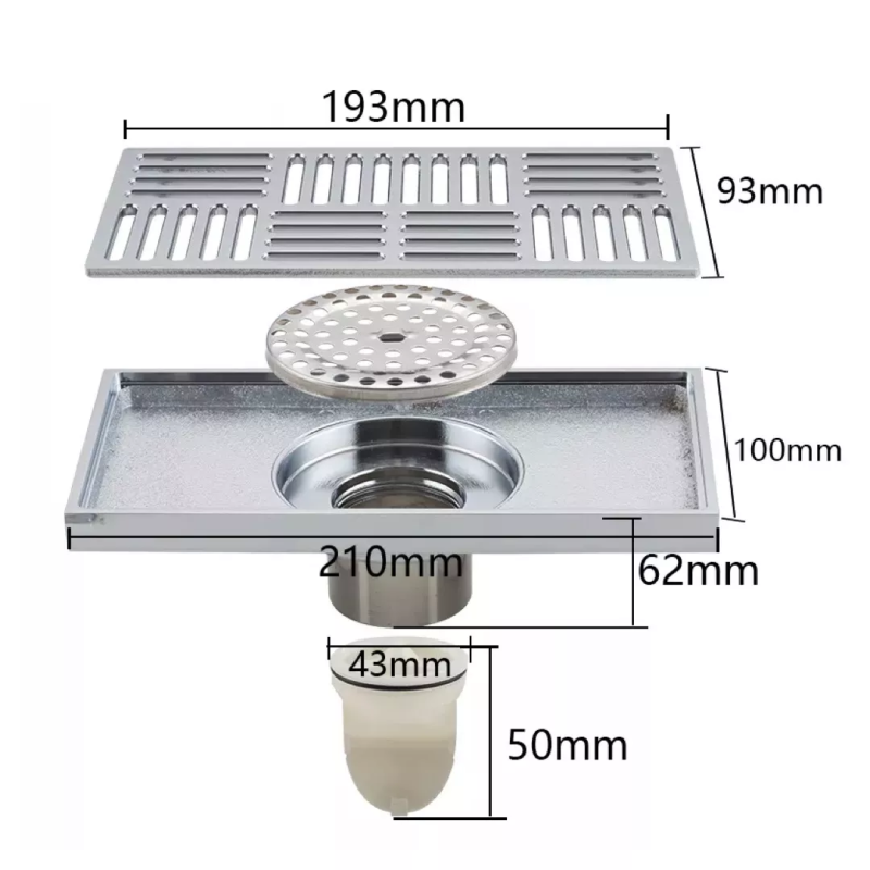 GAPPO Трап для душу G82050, латунь, 100х200 мм, хром