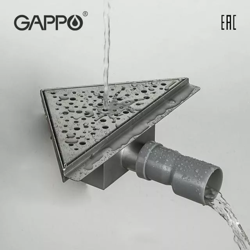 GAPPO Кутовий трап для душу G82020-1, нержавіюча сталь, 200x200 мм