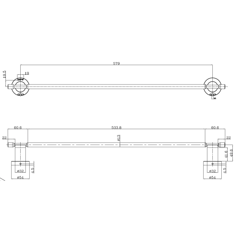 GAPPO Тримач для рушників G1801 600 мм, хром