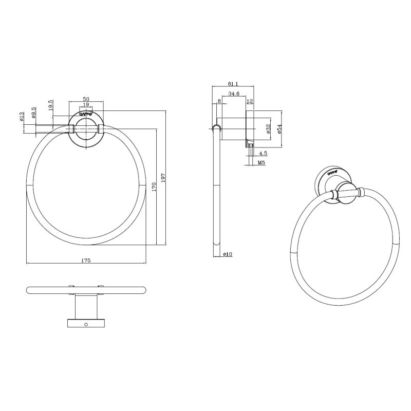 GAPPO Кільце для рушників G1804, хром