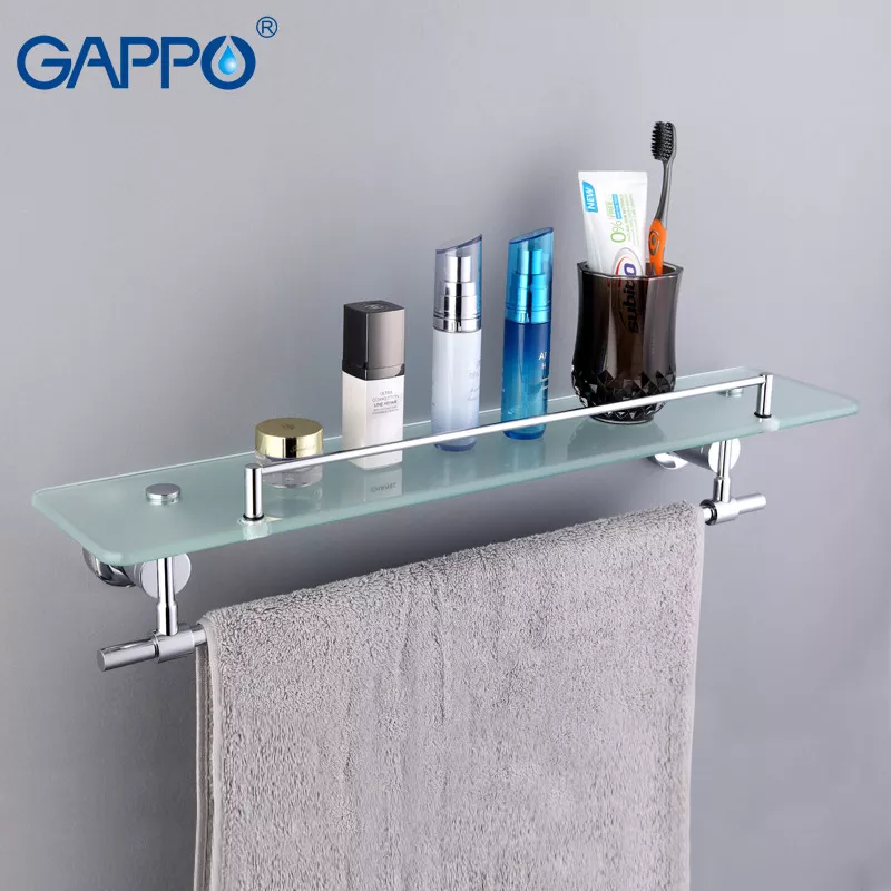 GAPPO Полиця з тримачем для рушників G1807-4, 580х120 мм, хром