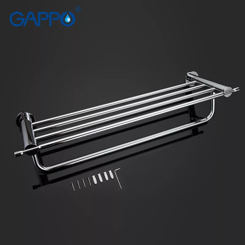 GAPPO Полиця з тримачем для рушників G1824, хром, 580 мм