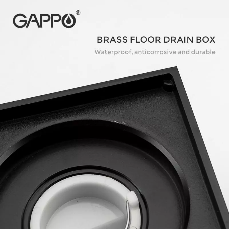 GAPPO Трап вертикальний G81050-6, латунь, 100х100 мм, чорний