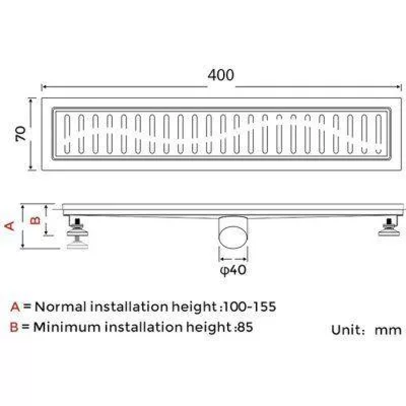 GAPPO Трап для душу G84007-3, 70х400 мм, нержавіюча сталь