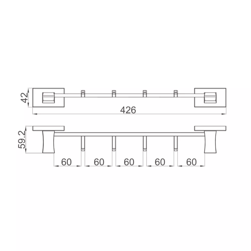 GAPPO Вішалка G0716-49 на 4 гачки 426 мм, збройова сталь