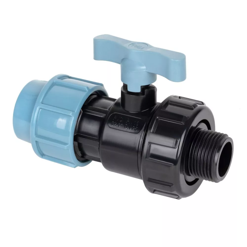 ITAL Компресійний ПЕ кульовий кран 32 мм х 1" із зовнішньою різьбою