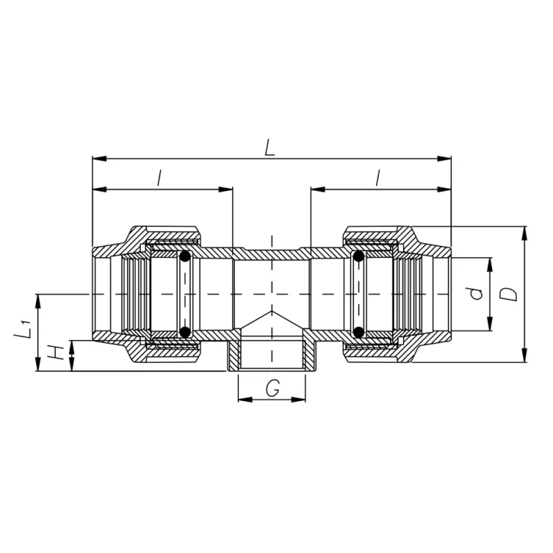 ITAL Трійник ПЕ з внутрішньою різьбою 32 мм х 1"