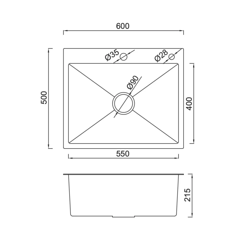 GAPPO Кухонна мийка GS6050 накладна 600x500 мм, нержавіюча сталь