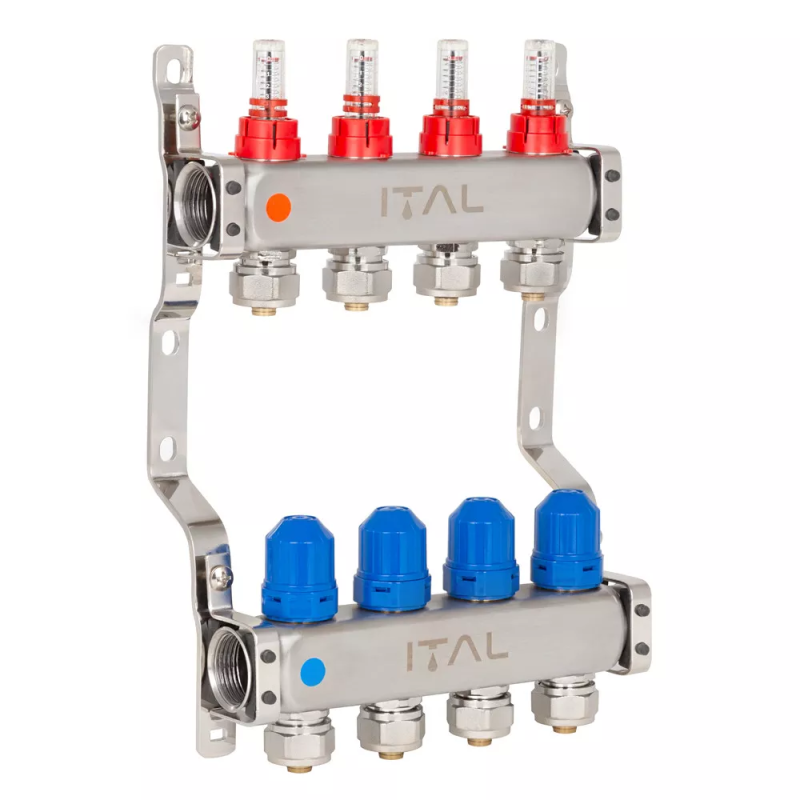 Колекторний блок із витратомірами ITAL HC1-04 x 3/4"Ek, нержавіюча сталь