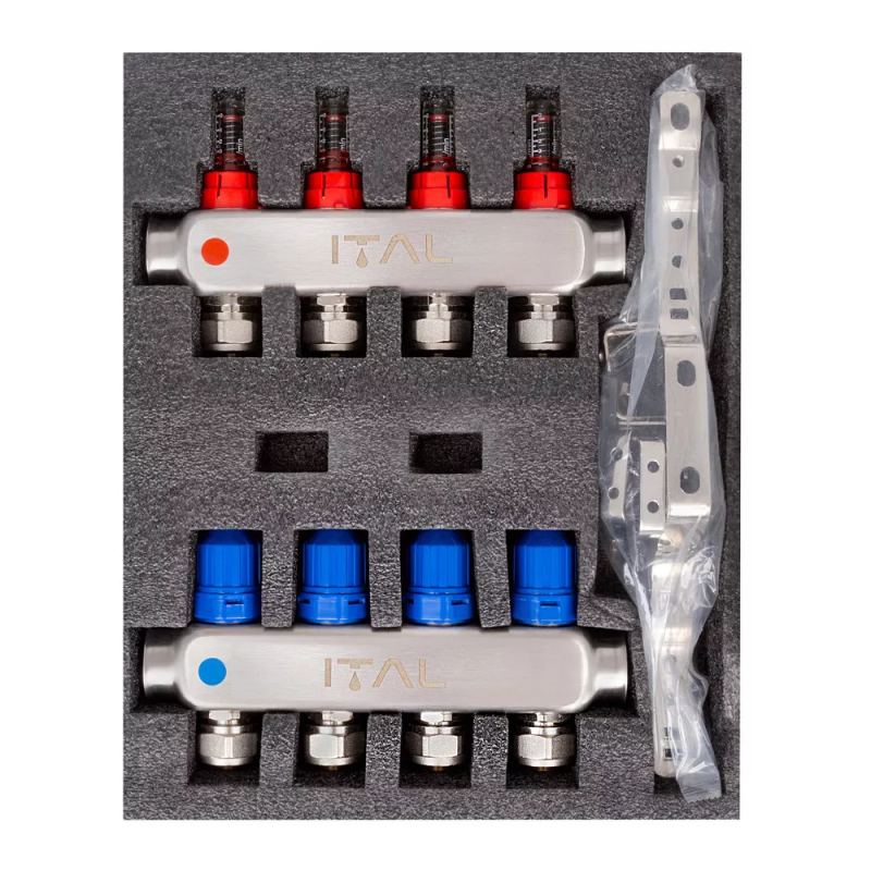 Колекторний блок із витратомірами ITAL HC1-04 x 3/4"Ek, нержавіюча сталь