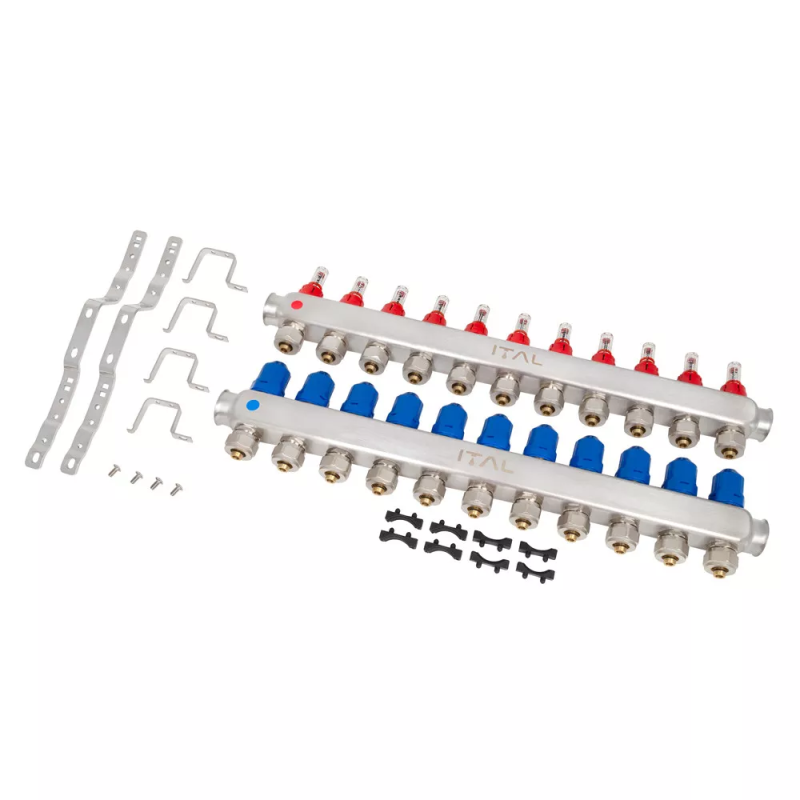 Колекторний блок із витратомірами ITAL HC1-11 x 3/4"Ek, нержавіюча сталь