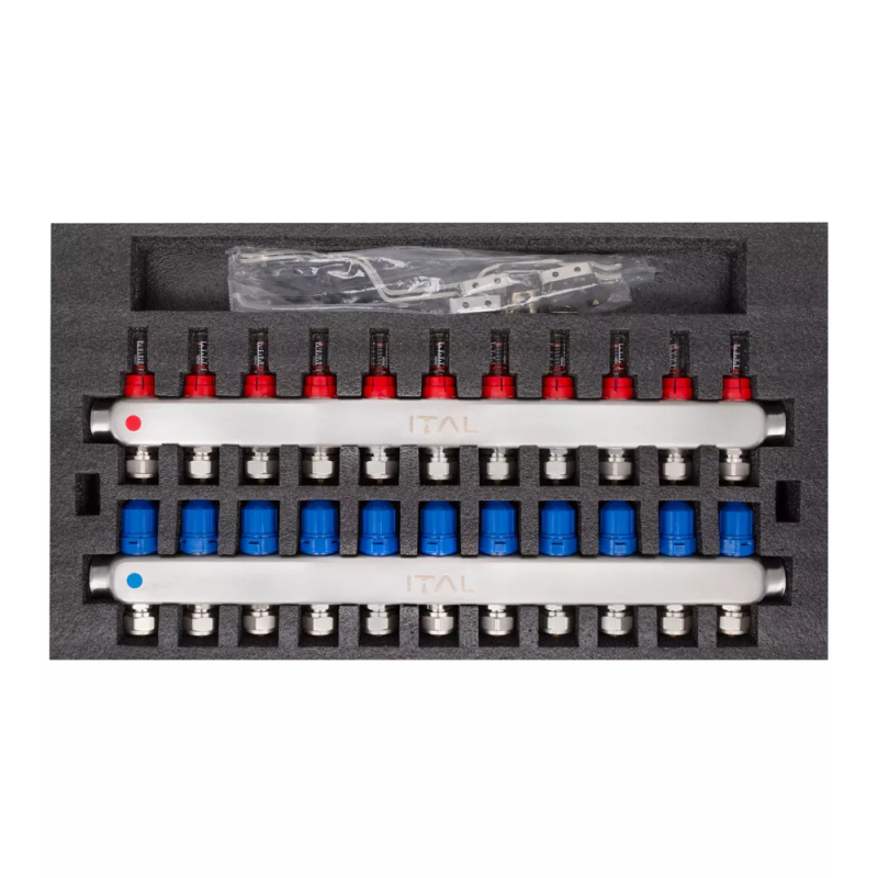 Колекторний блок із витратомірами ITAL HC1-11 x 3/4"Ek, нержавіюча сталь