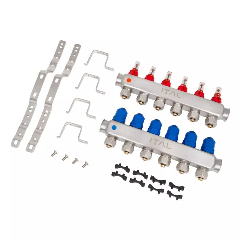 Колекторний блок із витратомірами ITAL HC1-06 x 3/4"Ek, нержавіюча сталь