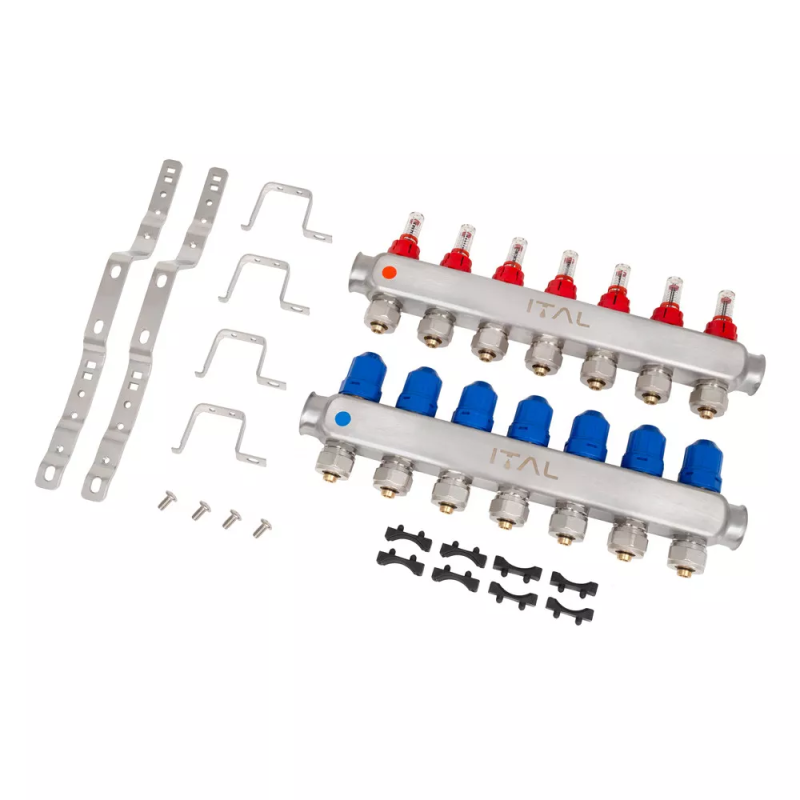 Колекторний блок із витратомірами ITAL HC1-07 x 3/4"Ek, нержавіюча сталь