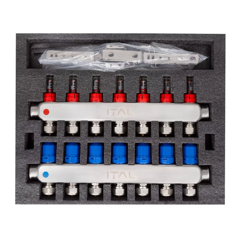 Колекторний блок із витратомірами ITAL HC1-07 x 3/4"Ek, нержавіюча сталь