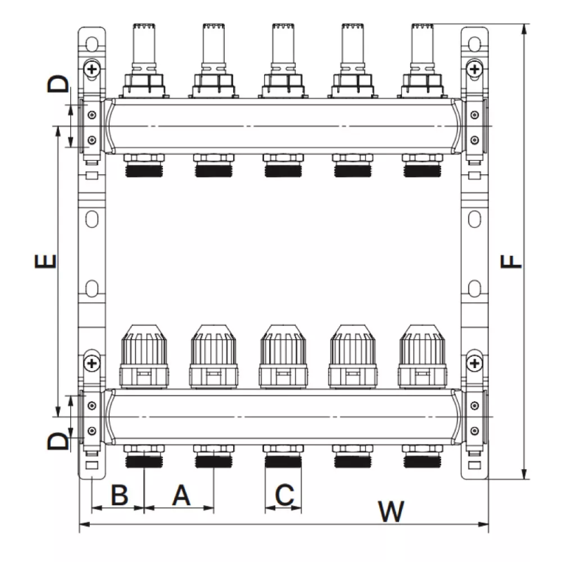 Колекторний блок із витратомірами ITAL HC1-12 x 3/4"Ek, нержавіюча сталь