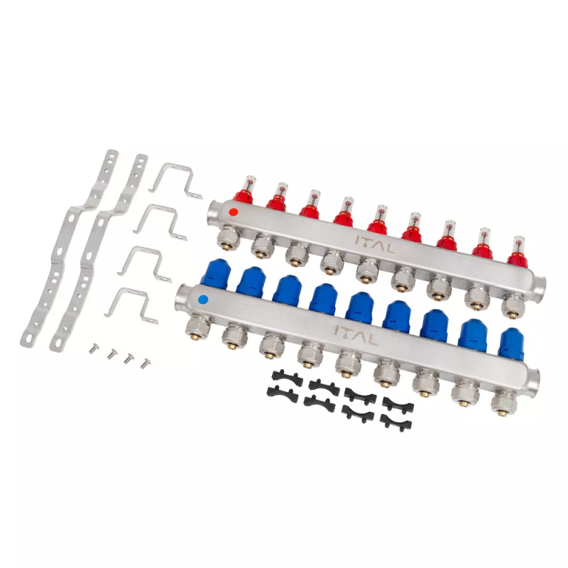 Колекторний блок із витратомірами ITAL HC1-09 x 3/4"Ek, нержавіюча сталь