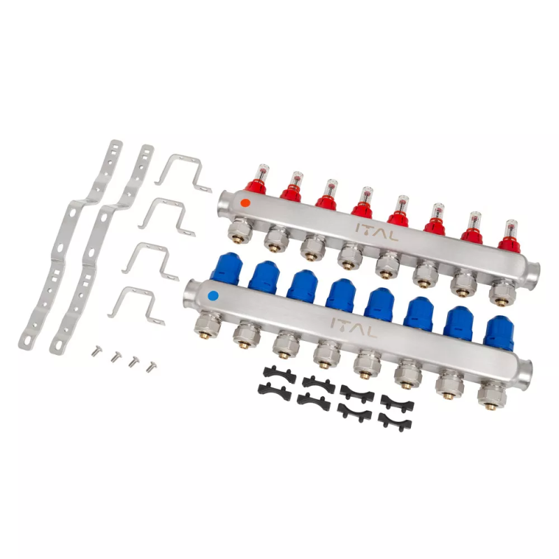 Колекторний блок із витратомірами ITAL HC1-08 x 3/4"Ek, нержавіюча сталь