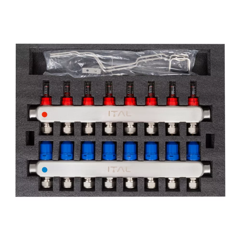 Колекторний блок із витратомірами ITAL HC1-08 x 3/4"Ek, нержавіюча сталь