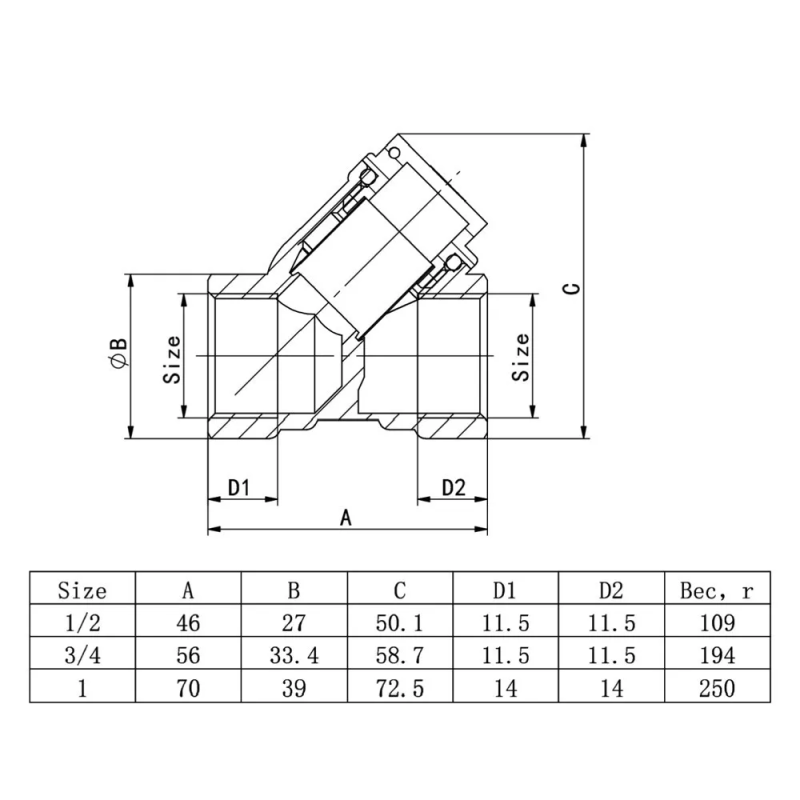 ITAL Фільтр механічного очищення косий 1/2", нікель