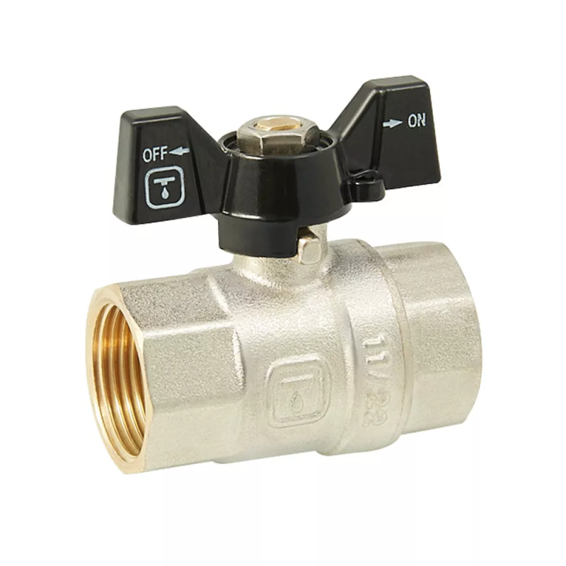 ITAL Кран кульовий PN40 3/4" вн.-вн., метелик, нікель