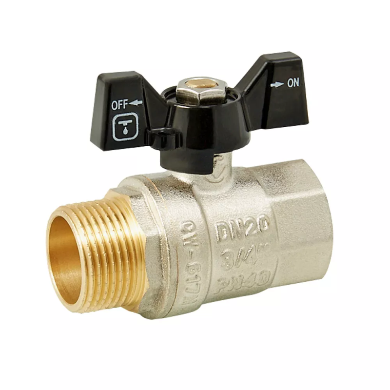 ITAL Кран кульовий PN40 3/4" вн.-зов., метелик, нікель