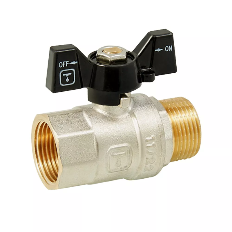 ITAL Кран кульовий PN40 3/4" вн.-зов., метелик, нікель