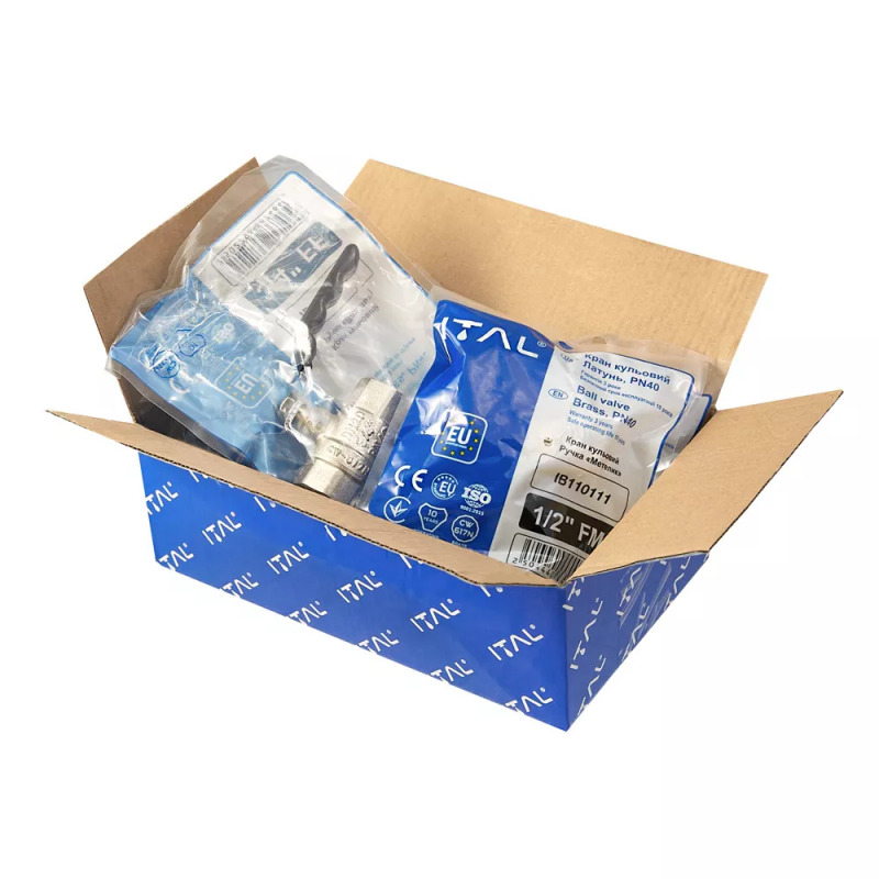 ITAL Кран кульовий PN40 3/4" вн.-вн., ручка, нікель