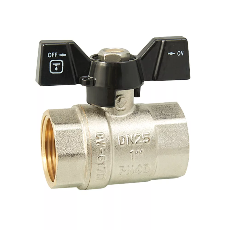 ITAL Кран кульовий PN40 1" вн.-вн., метелик, нікель