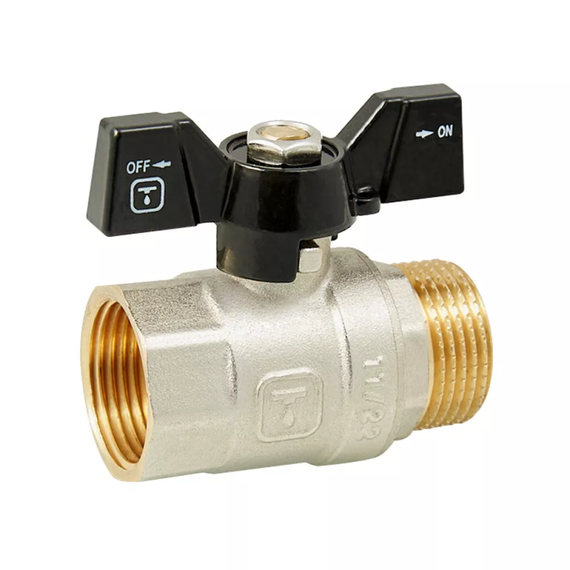 ITAL Кран кульовий PN40 1" вн.-зов., метелик, нікель