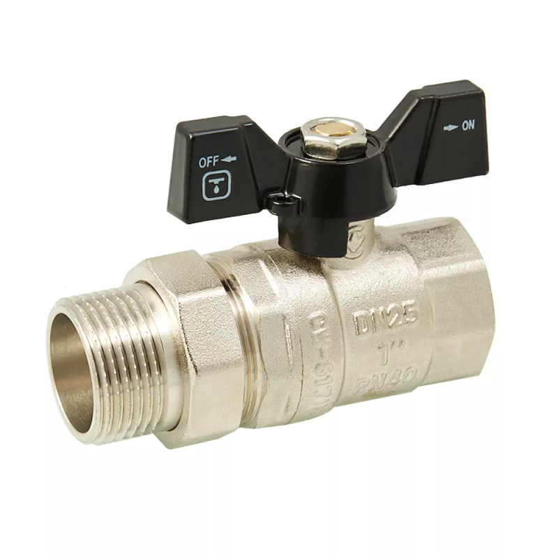 ITAL Кран кульовий з напівзгоном PN40 1", прямий, нікель