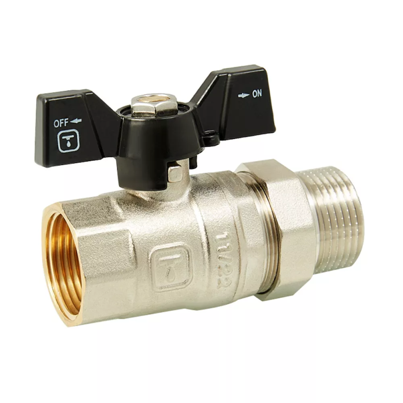 ITAL Кран кульовий з напівзгоном PN40 1", прямий, нікель