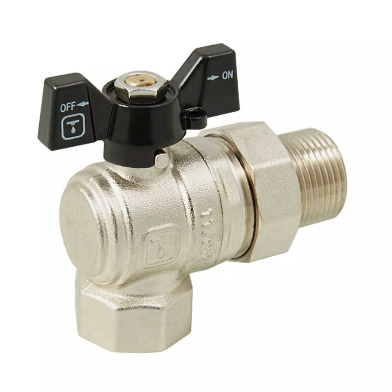 ITAL Кран кульовий з напівзгоном PN40 3/4", кутовий, нікель