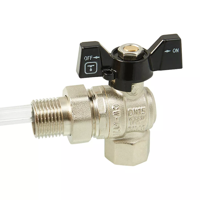 ITAL Кран кульовий з напівзгоном PN40 1/2", кутовий, нікель