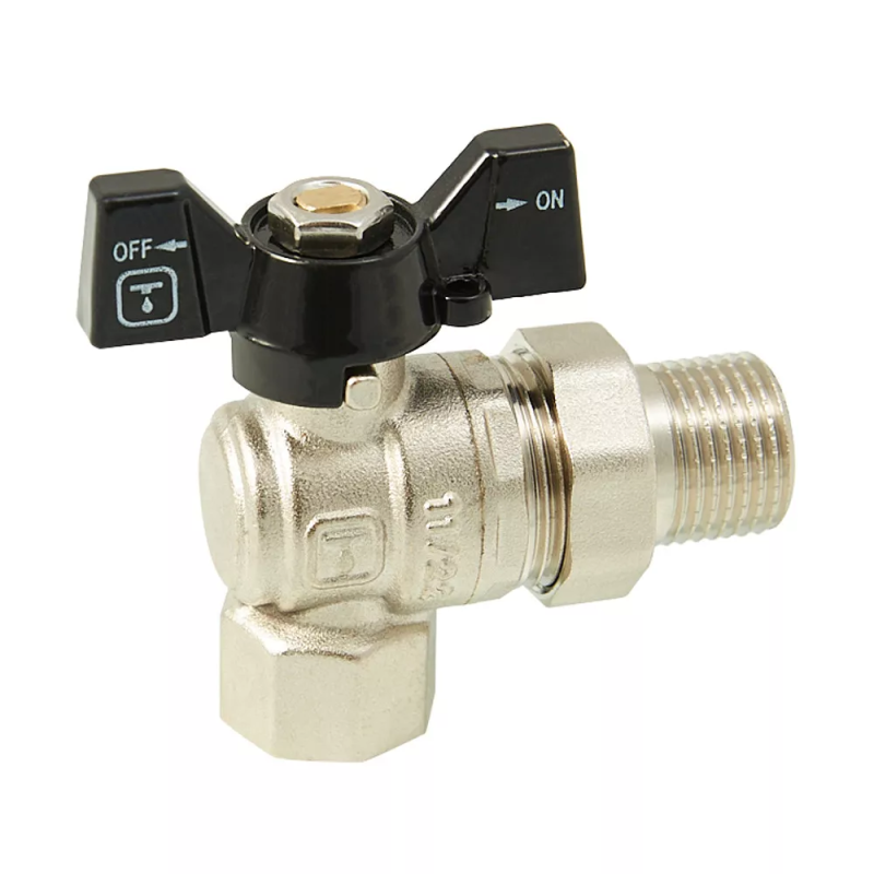 ITAL Кран кульовий з напівзгоном PN40 1/2", кутовий, нікель