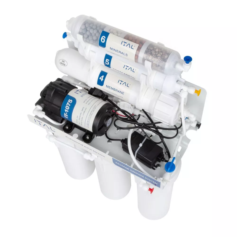 ITAL Фільтр зворотного осмосу  RO6-75P, мінералізатор, шестиступенева система очищення, помпа (IT-RO6-75P)