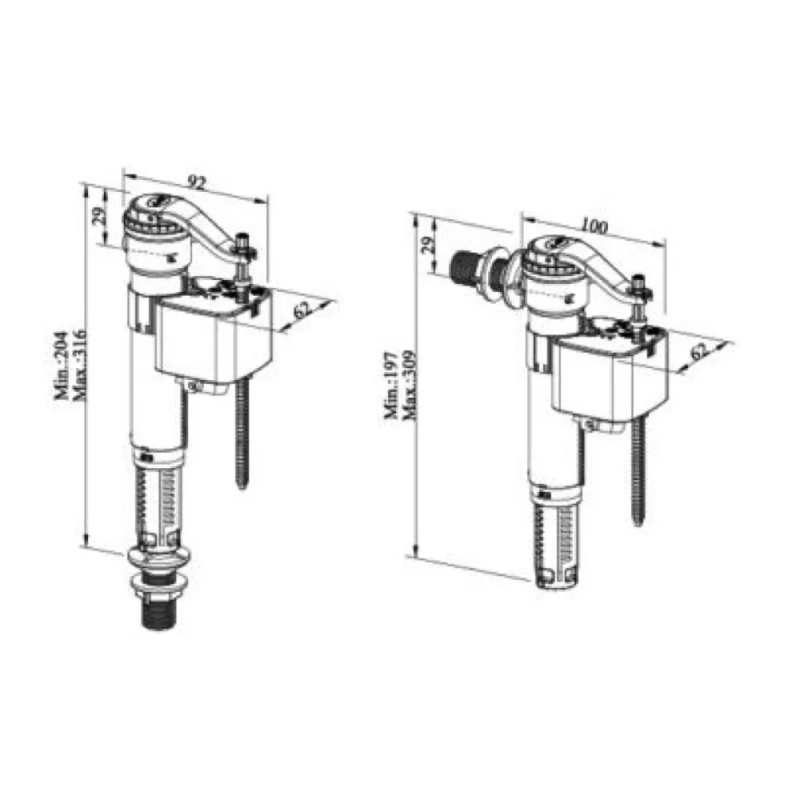 GAPPO Клапан для бачка унітазу G1892.03 універсал 3/8", підвід нижній, бічний