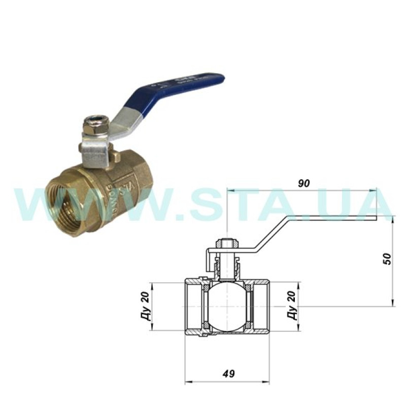 STA Кран кульовий   3/4" ВВ (червона ручка) {120/12} (Ц1999)