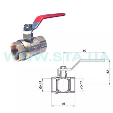 STA Кран кульовий   1/2" ВВ (червона ручка) НІК. {150/15} (Ц2700)