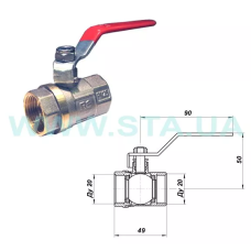 STA Кран кульовий   3/4" ВВ (червона ручка) НІК. {120/12} (Ц2723)