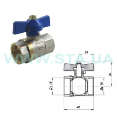 STA Кран кульовий   1/2" ВВ (червоний метелик) НІК. {150/15} (Ц2698)