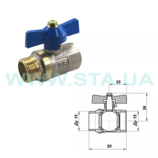 STA Кран кульовий   1/2" ВЗ (червоний метелик) НІК. {150/15} (Ц2697)